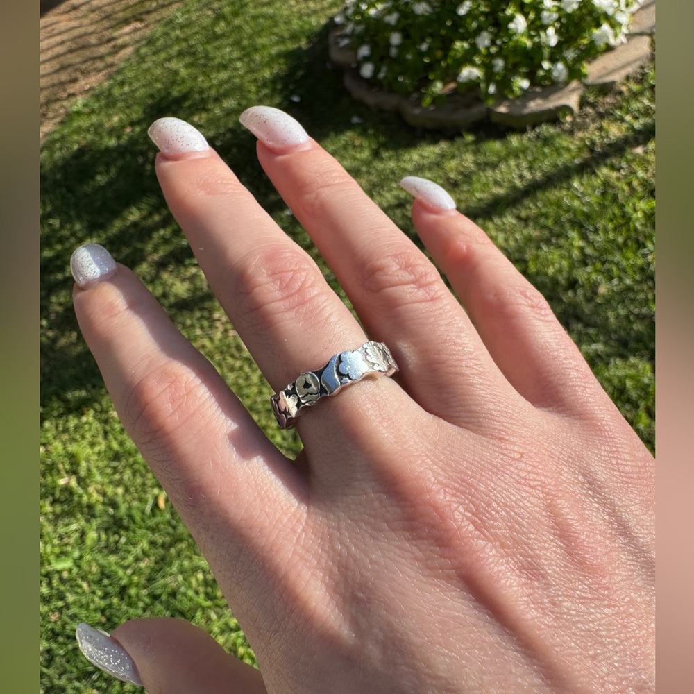 Y2K Rare Tous Sterling Silver Eternity Band Bear & Girl, Stars Hearts Sz 6 3/4 - Picture 7 of 10